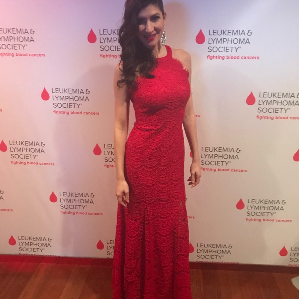 Red Halter Sleeveless Cocktail Maxi Gown